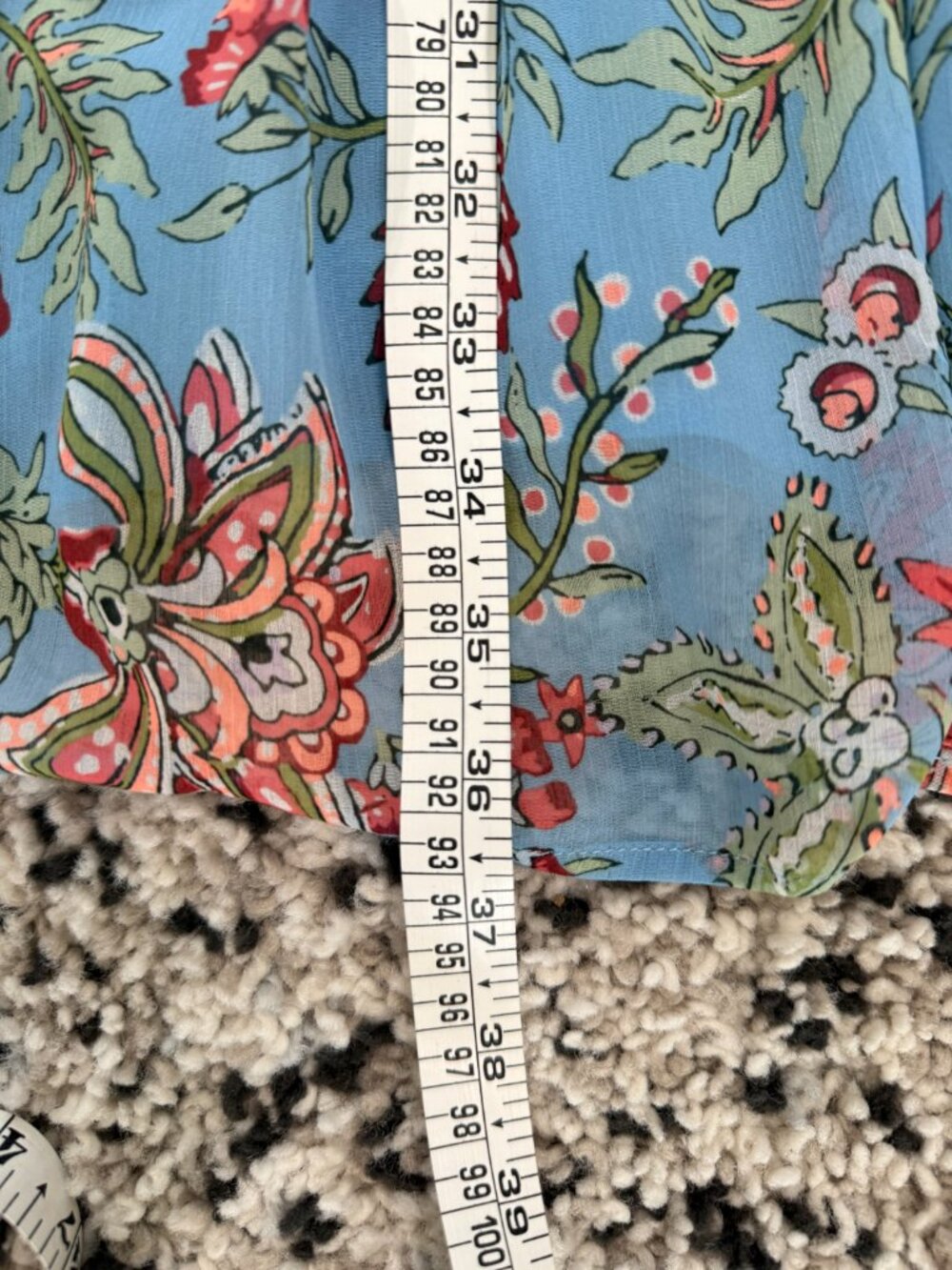 LOFT Blue Floral Tie Waist Mini Dress Boho Romantic Size S - Picture 6 of 8